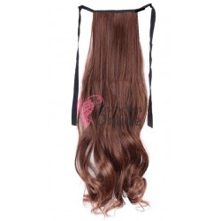 Extensie de par coada usor ondulata cu snur 50 cm Castaniu Mediu Mixt 89523017